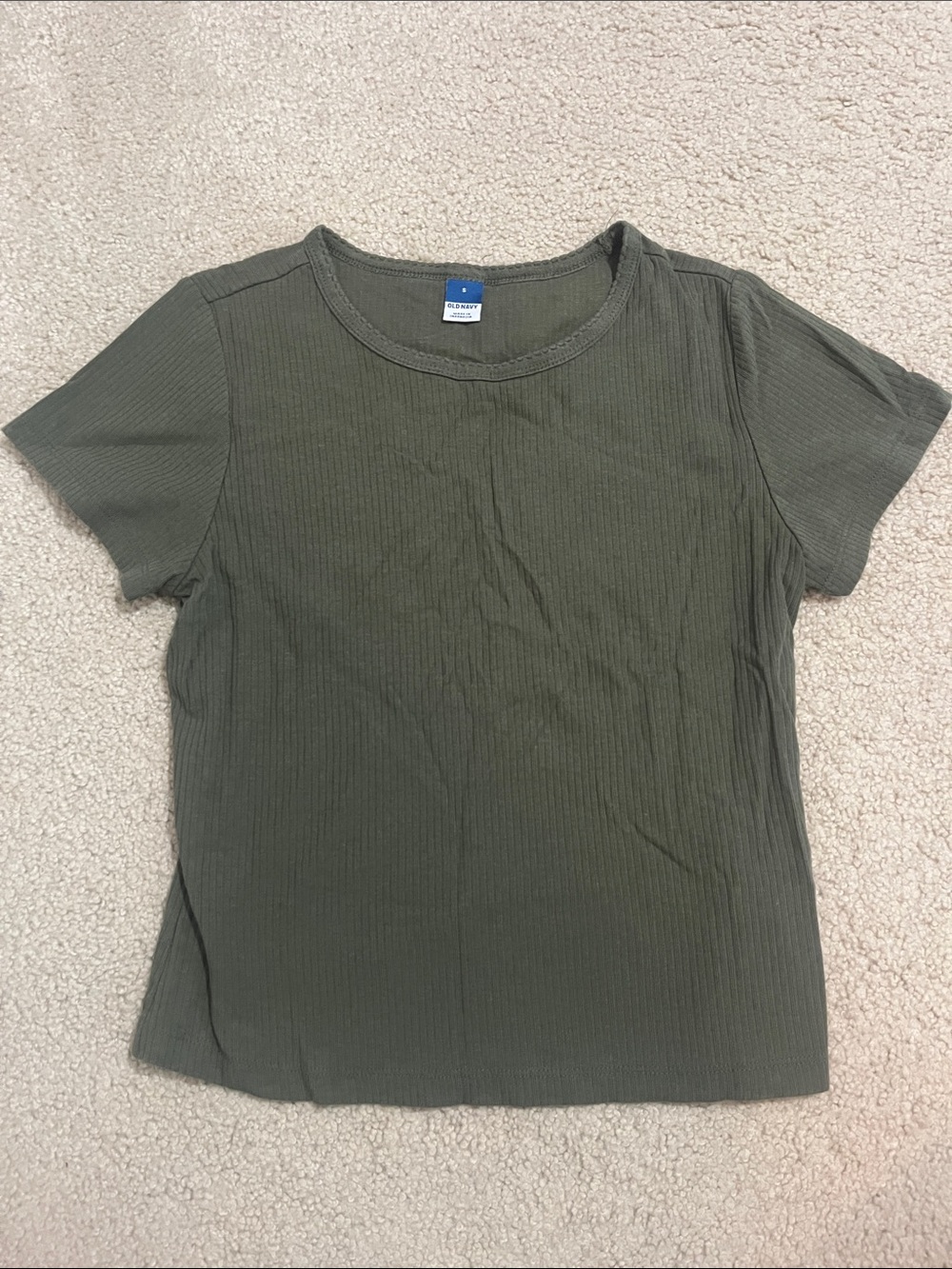 Old Navy Olive Ribbed Short Sleeve Tee